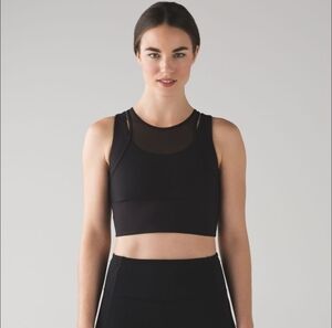 lululemon Black Double Tap Mesh Sports Bra Cropped Tank Size Dot 10 Athletic